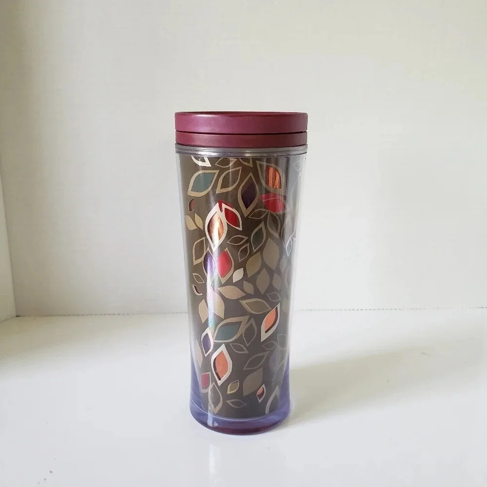 Starbucks 2010 16oz Insulated Tumbler Metalic Leaf  Design.